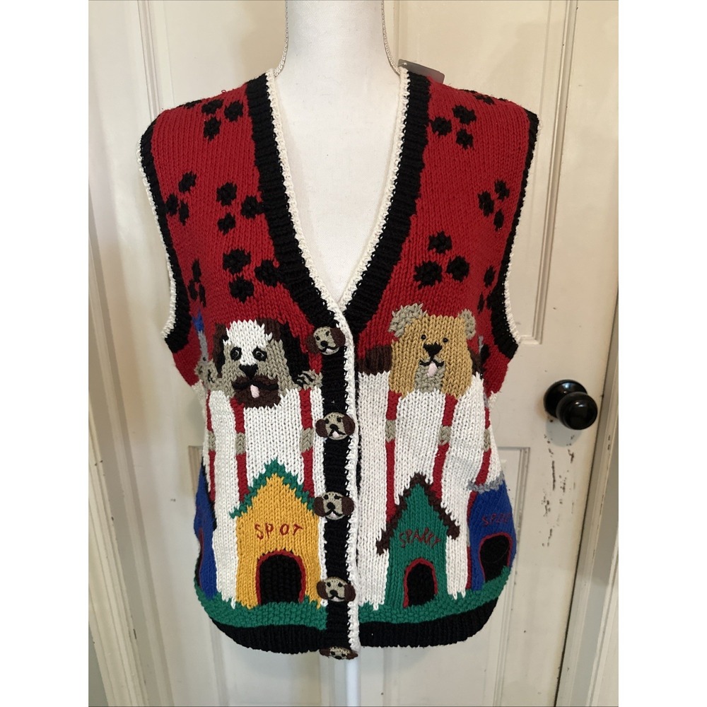 Belle Pointe NWT Dog House Dog Lovers In the Dog House Sweater Vest Sz M Vintage